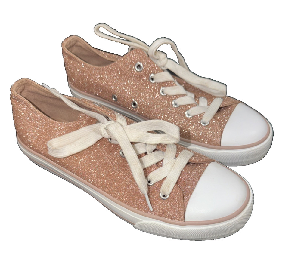 Rose Gold Glitter Sneakers Women’s Size 8 Blush Pink Low Tops